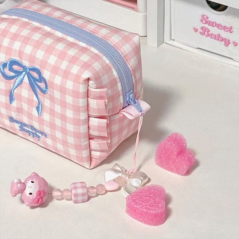 Sweetstore Supply原創蝴蝶結刺繡化妝包便攜收納包