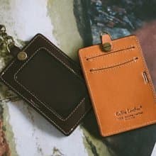 真皮直/橫式簡約證件套(含掛繩) X0092 植鞣咖/植鞣棕