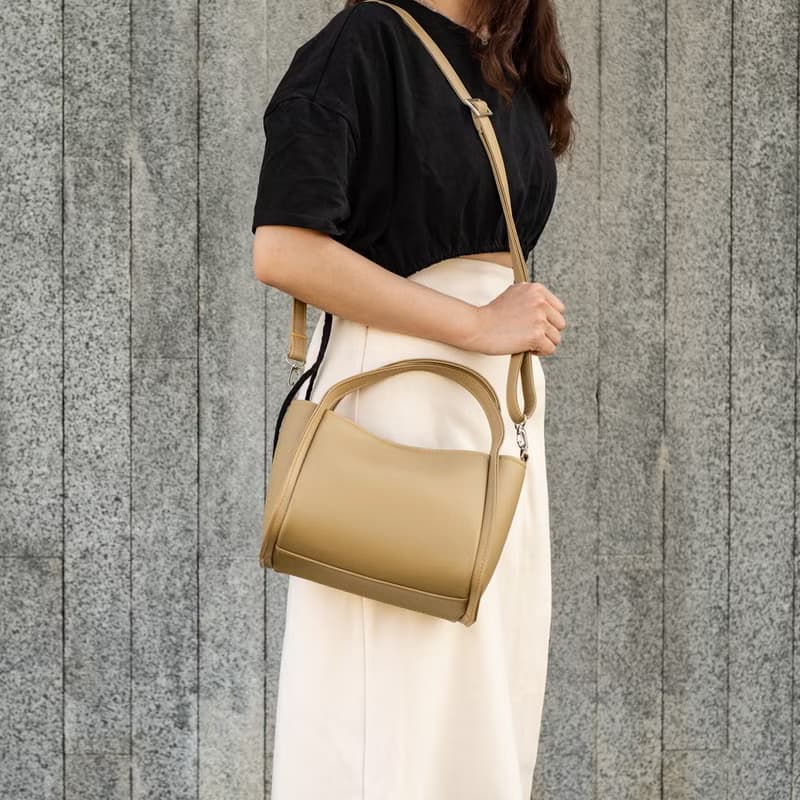 朵朵手提肩背包 - 駝色