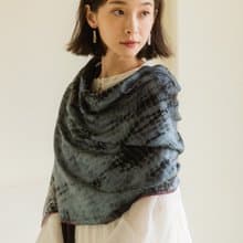 手工絞染圍巾披肩_黑銀