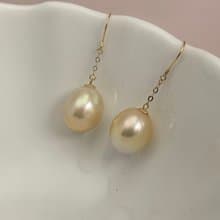 靈動款 天然海水珍珠 南洋金珠 大珍珠 18k金 耳環
