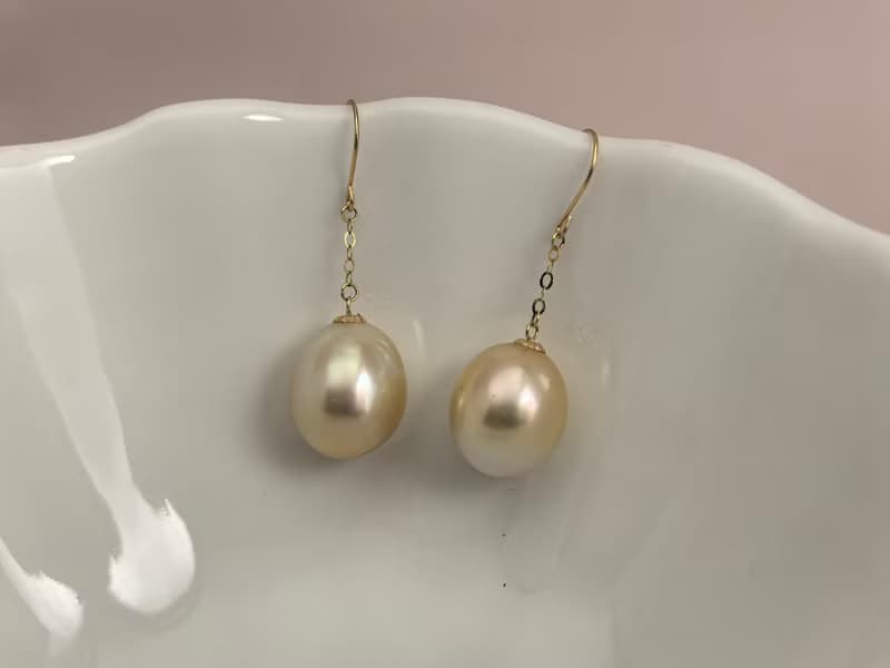 靈動款 天然海水珍珠 南洋金珠 大珍珠 18k金 耳環