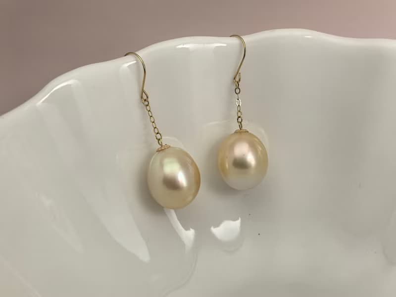 靈動款 天然海水珍珠 南洋金珠 大珍珠 18k金 耳環