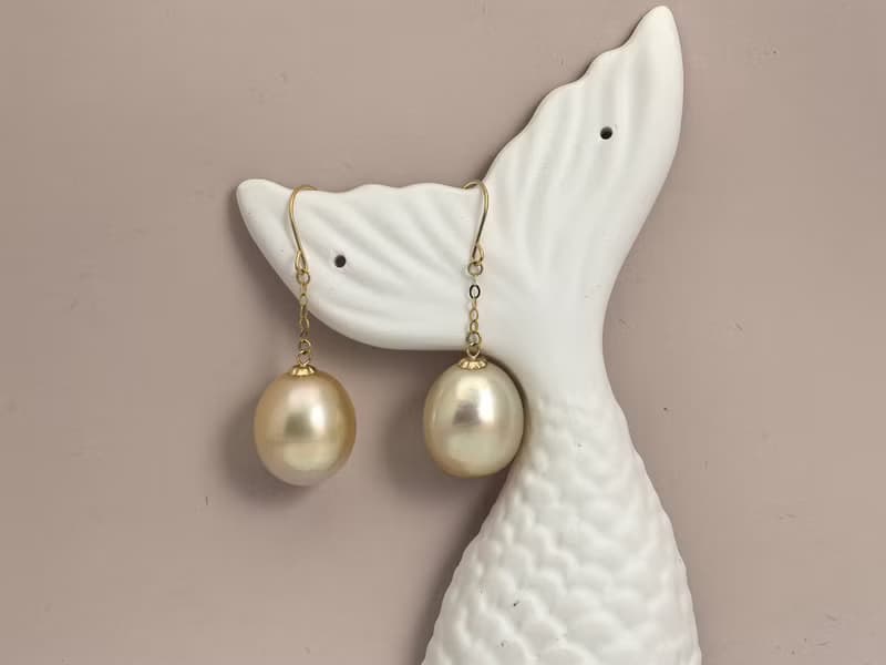 靈動款 天然海水珍珠 南洋金珠 大珍珠 18k金 耳環