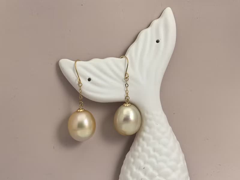 靈動款 天然海水珍珠 南洋金珠 大珍珠 18k金 耳環