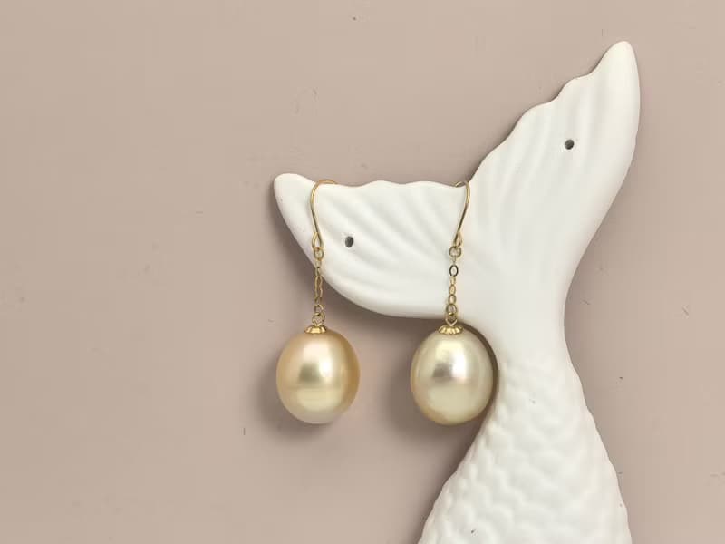 靈動款 天然海水珍珠 南洋金珠 大珍珠 18k金 耳環