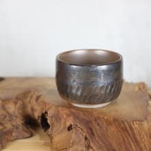 【送禮好物】120ml 柴燒 天目釉 手作切削紋茶杯 名家葉敏祥作