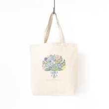 いっしょにおさんぽ。A4サイズ収納可。トートバッグ 青色の花束 TB-470