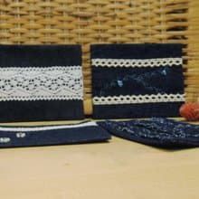 手作面紙袋 閃亮繡花 蕾絲花朵 圓珠顆粒 波浪花邊面紙包 單內袋