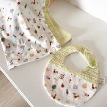 果野之森 天然染色嬰兒皺紗四季薄被圍兜 嬰兒禮物滿月禮週歲