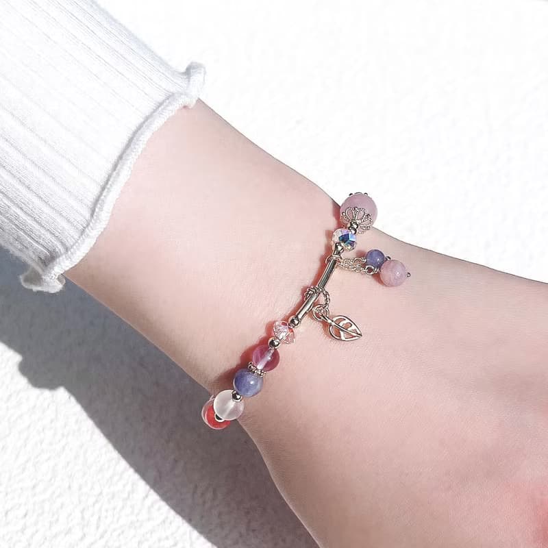 紫鋰輝 坦桑石 紫水晶 粉水晶 草莓晶 月光石 14k包金 水晶手鍊