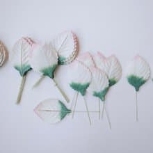 Paper Flower, Gift decoration DIY supplies: 50 pieces, green brush pink leaves