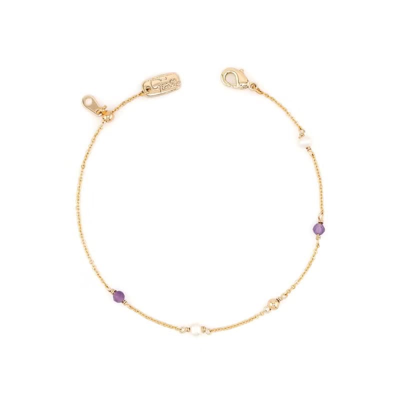 貴人 x 紫水晶 淡水珍珠 黃銅鍍18K金【風信子 • 重生的愛】手鍊