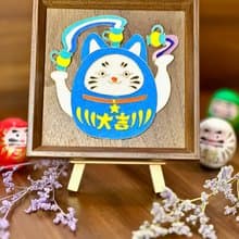 景泰藍十二星座達摩招財貓木盤擺設 - 水瓶座