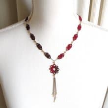 タティングレースのツートーンネックレス・チョコレートワイン