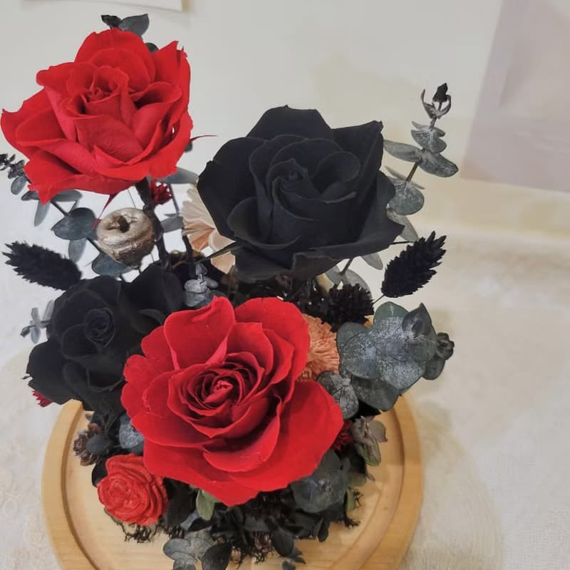 永生玫瑰玻璃球罩盅 擺飾 附包裝  禮物