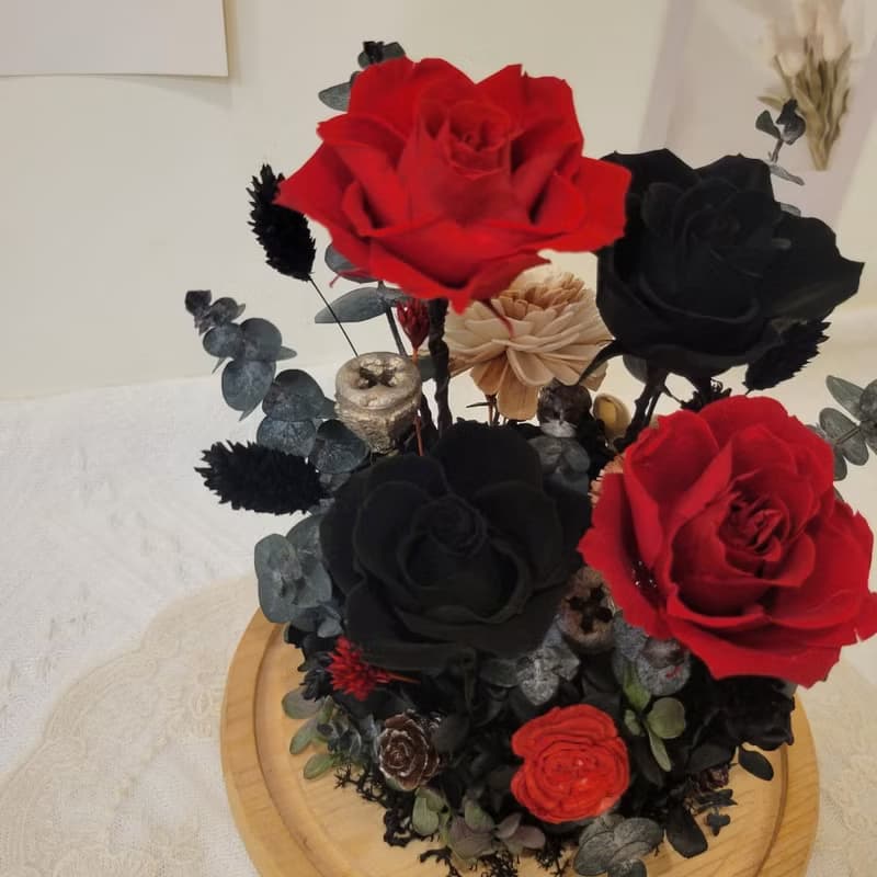 永生玫瑰玻璃球罩盅 擺飾 附包裝  禮物