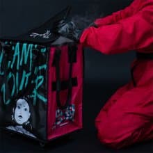 【IP限定款】【贈魷魚遊戲造型擦手巾】魷魚遊戲 摺疊附輪拖拉袋