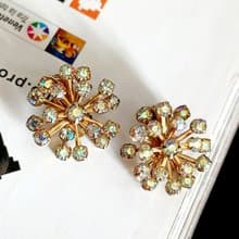 vintage jewelry  絢麗滿天星七彩萊茵 夾式耳環
