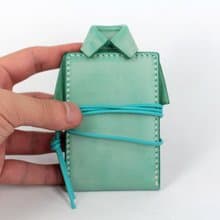 MOOS X WAESOME ORIGAMI 植鞣革人手縫製 證件套 (薄荷綠色)