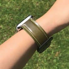 【AppleWatch錶帶】橄欖色馬臀皮/法國防汗皮/日本真皮皮革