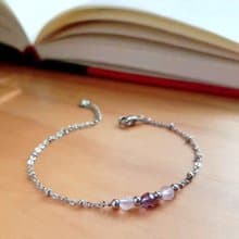 繫戀。紫水晶x粉晶  手作創作白鋼手鍊