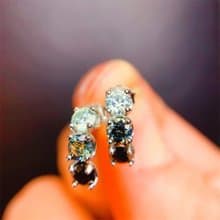 Moissanite Earrings, Moissanite Hoop Earrings, Black, White and Gray Moissanite