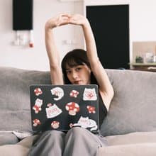 星砂款 蘑菇厭世貓透明電腦殼 MACBOOK CASE