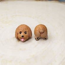 全手制 紅色 吐舌貴賓犬 貴婦狗 耳釘/耳夾
