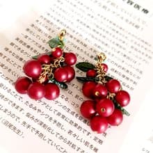 vintage jewelry  豔紅聖誕果實 夾式耳環