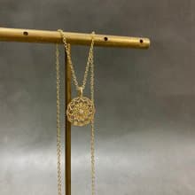 14K包金 復古蕾絲圓盤項鍊 14KGF
