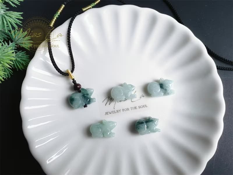 天然緬甸玉翡翠 飄花 鼠 招財 財源滾滾 項鍊 禮物 天然石