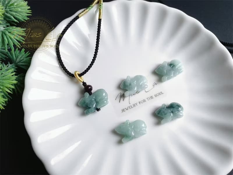 天然緬甸玉翡翠 飄花 鼠 招財 財源滾滾 項鍊 禮物 天然石