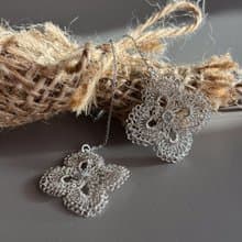 花綾 – 手工編織長鏈耳飾　銀色款