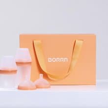 【英國設計製造】寶寶彌月禮盒 BORRN嬰兒矽膠禮盒 食品級 珊瑚橙