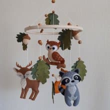 Mobile baby nursery decor woodland, forest animals crib mobile, baby shower gift