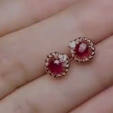 Genuine, 4mm. Natural Siam Ruby  Earrings Stud in Sterling Silver  Stud Earrings