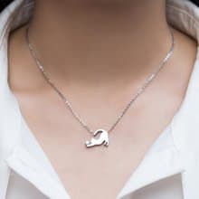 伸懶腰貓咪項鍊 -貓影與鑽-抗敏醫療鋼