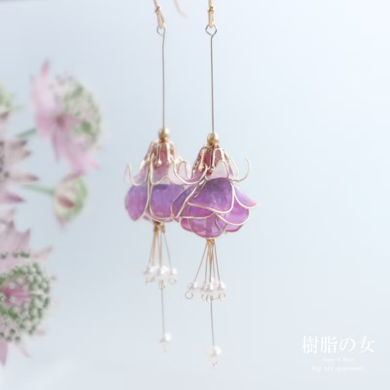 Fuchsiaフクシア耳飾り