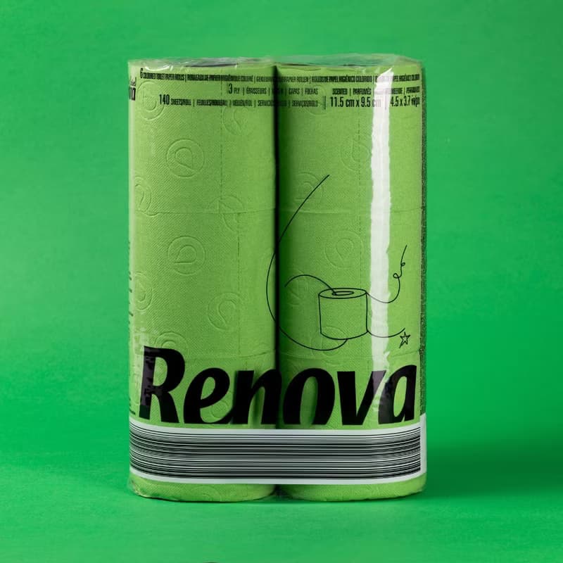 Renova滾筒木質檀香氛卷紙綠色純色六入敏感肌膚母嬰可用 小小兵