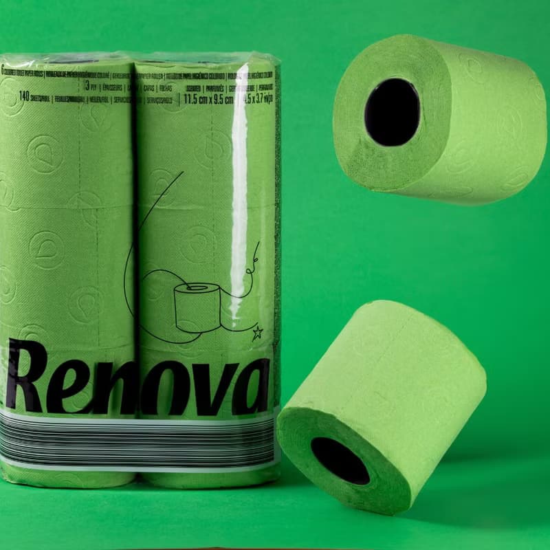 Renova滾筒木質檀香氛卷紙綠色純色六入敏感肌膚母嬰可用 小小兵