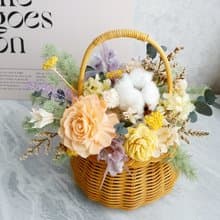 小型乾燥花提籃花【晴紫】乾燥花盆花/開幕/生日/入厝