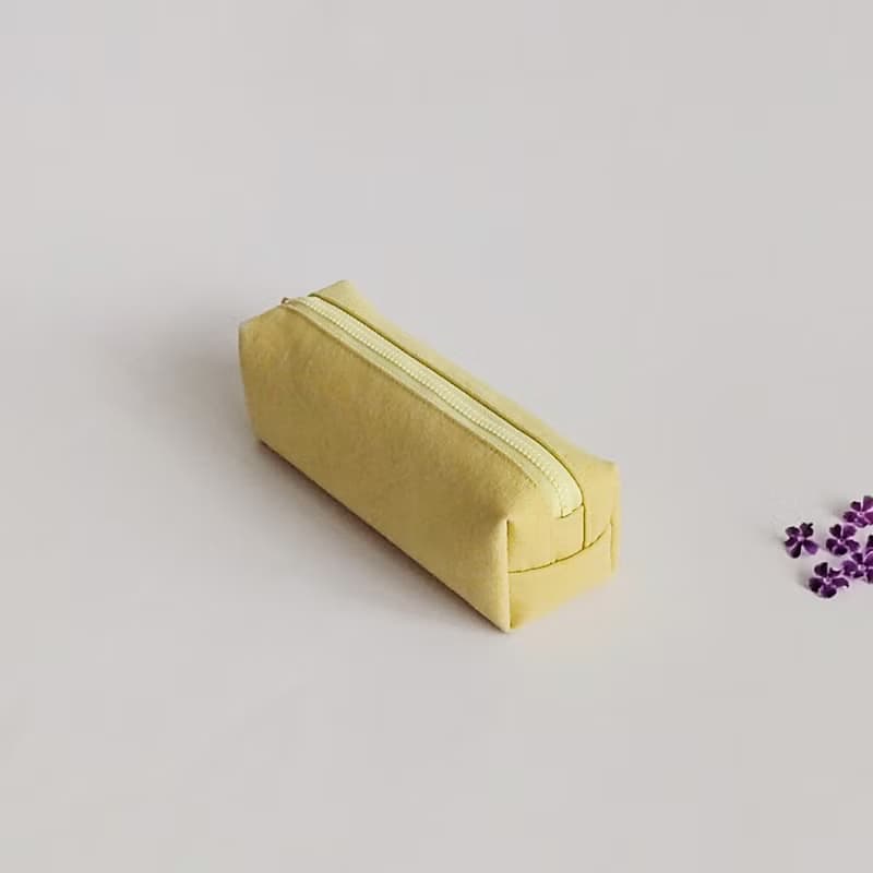 父親節禮物 手工植物染立體筆袋-黃 鉛筆盒 立體筆袋 化妝包 天然