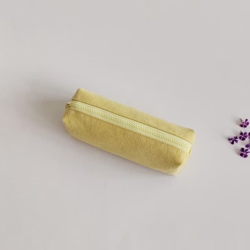 父親節禮物 手工植物染立體筆袋-黃 鉛筆盒 立體筆袋 化妝包 天然