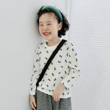 蝴蝶結印花純棉長袖上衣 / 童裝