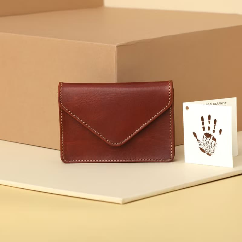 Accordion Card Case Leather Personalized