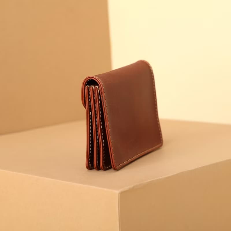 Accordion Card Case Leather Personalized