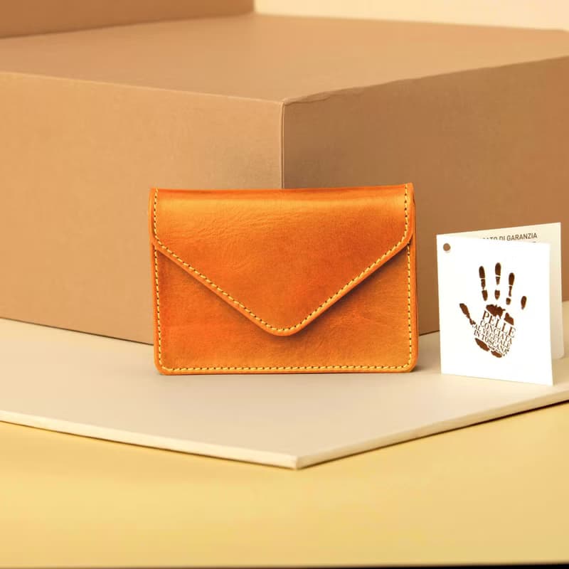 Accordion Card Case Leather Personalized