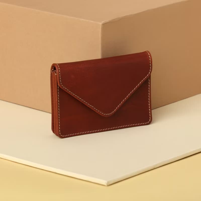 Accordion Card Case Leather Personalized