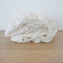 White linen fitted sheet / Softened linen bed sheet / Deep pocket